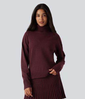 Lässiger Pullover mit hohem Kragen und langen Ärmeln Lässiger Pullover mit hohem Kragen und langen Ärmeln