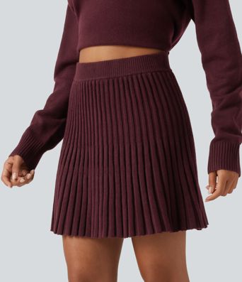High Waisted A Line Mini Casual Sweater Skirt
