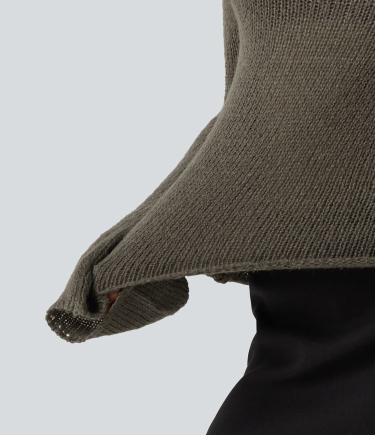 Pull en mélange de laine à encolure bateau, manches longues à volants et lien au dos