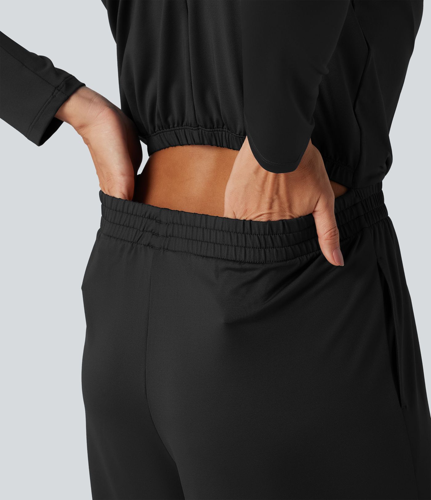 Stand Collar Long Sleeve Straight Leg Jumpsuit with Pockets-Easy Peezy Edition Stand Collar Long Sleeve Straight Leg Jumpsuit with Pockets-Easy Peezy Edition