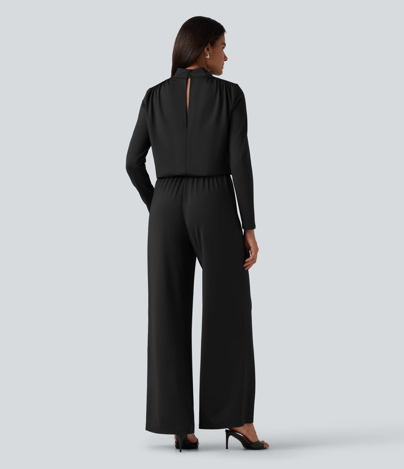 Stand Collar Long Sleeve Straight Leg Jumpsuit with Pockets-Easy Peezy Edition Stand Collar Long Sleeve Straight Leg Jumpsuit with Pockets-Easy Peezy Edition
