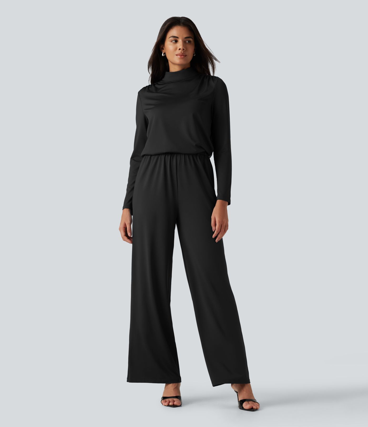 Stand Collar Long Sleeve Straight Leg Jumpsuit with Pockets-Easy Peezy Edition Stand Collar Long Sleeve Straight Leg Jumpsuit with Pockets-Easy Peezy Edition