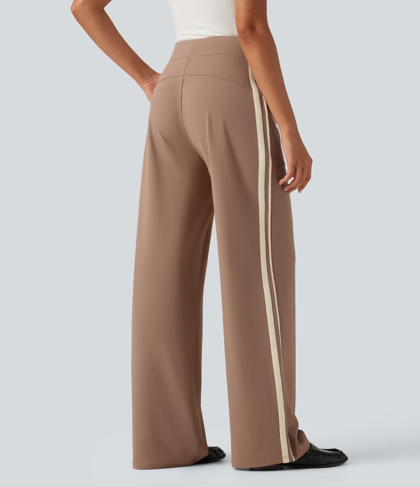 DayStretch High Waisted Straight Leg Color Block Stripe Casual Pants with Pockets DayStretch High Waisted Straight Leg Color Block Stripe Casual Pants with Pockets
