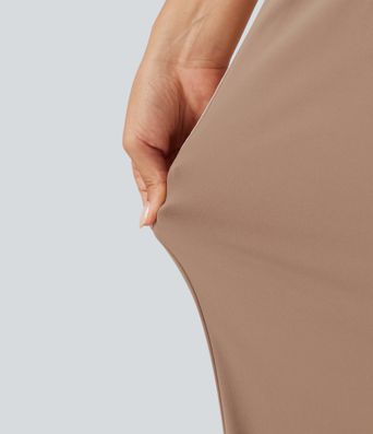 DayStretch High Waisted Straight Leg Color Block Stripe Casual Pants with Pockets DayStretch High Waisted Straight Leg Color Block Stripe Casual Pants with Pockets
