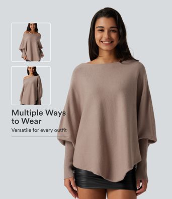 Batwing Long Sleeve Asymmetric Hem Casual Jumper Batwing Long Sleeve Asymmetric Hem Casual Jumper