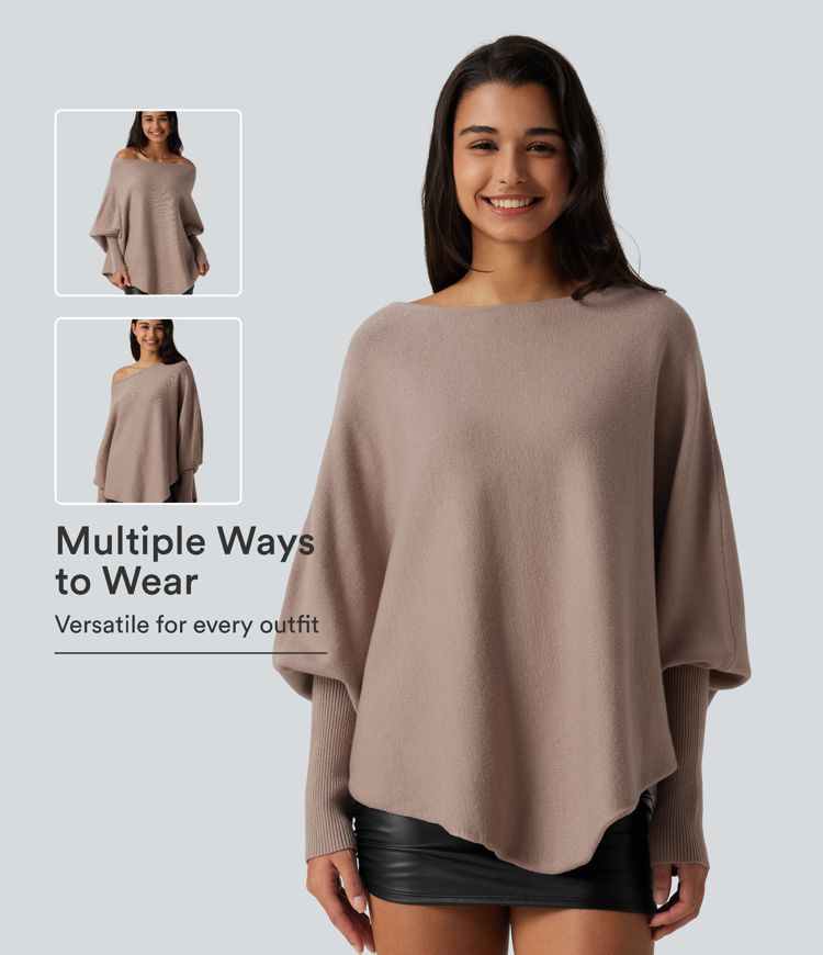 Batwing Long Sleeve Asymmetric Hem Casual Jumper Batwing Long Sleeve Asymmetric Hem Casual Jumper