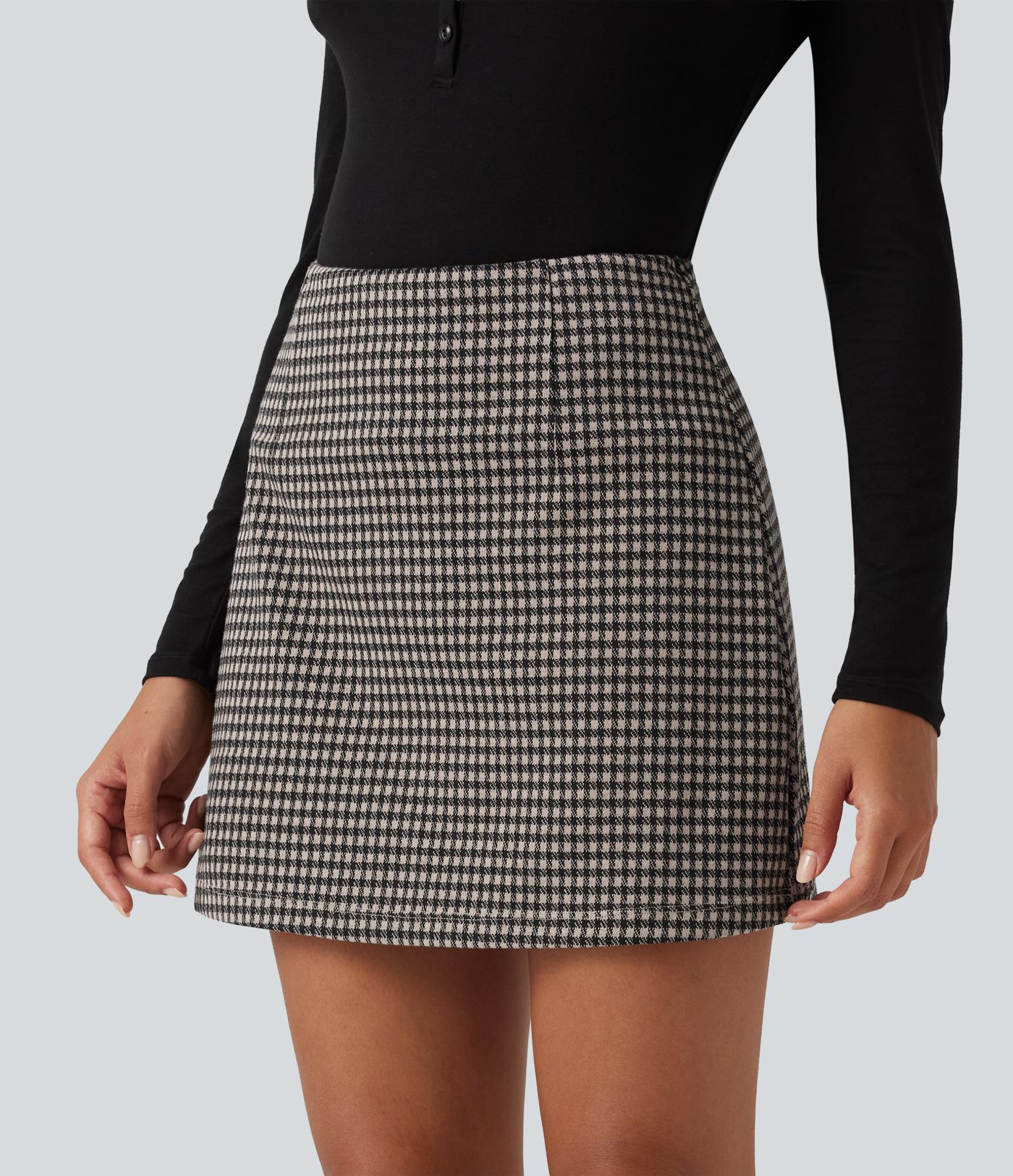 High Waisted 2-in-1 Patterned Mini Casual Skirt High Waisted 2-in-1 Patterned Mini Casual Skirt