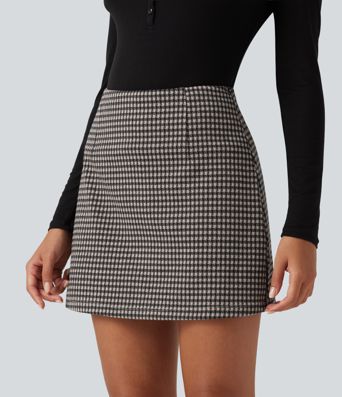 High Waisted 2-in-1 Patterned Mini Casual Skirt High Waisted 2-in-1 Patterned Mini Casual Skirt