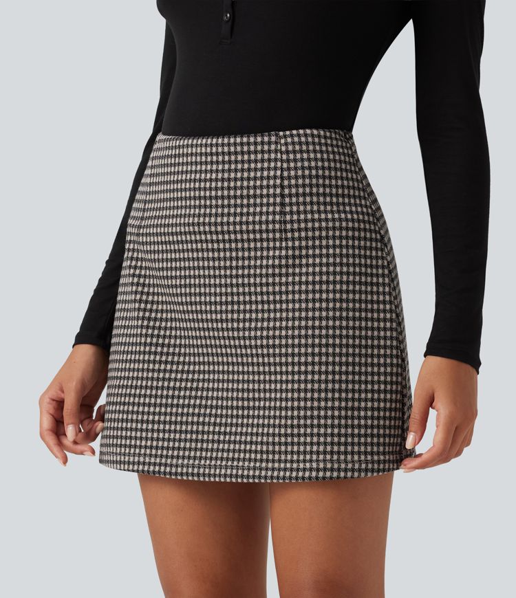High Waisted 2-in-1 Patterned Mini Casual Skirt High Waisted 2-in-1 Patterned Mini Casual Skirt