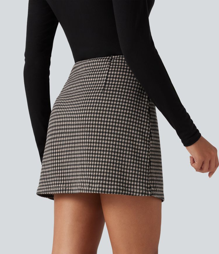 High Waisted 2-in-1 Patterned Mini Casual Skirt High Waisted 2-in-1 Patterned Mini Casual Skirt
