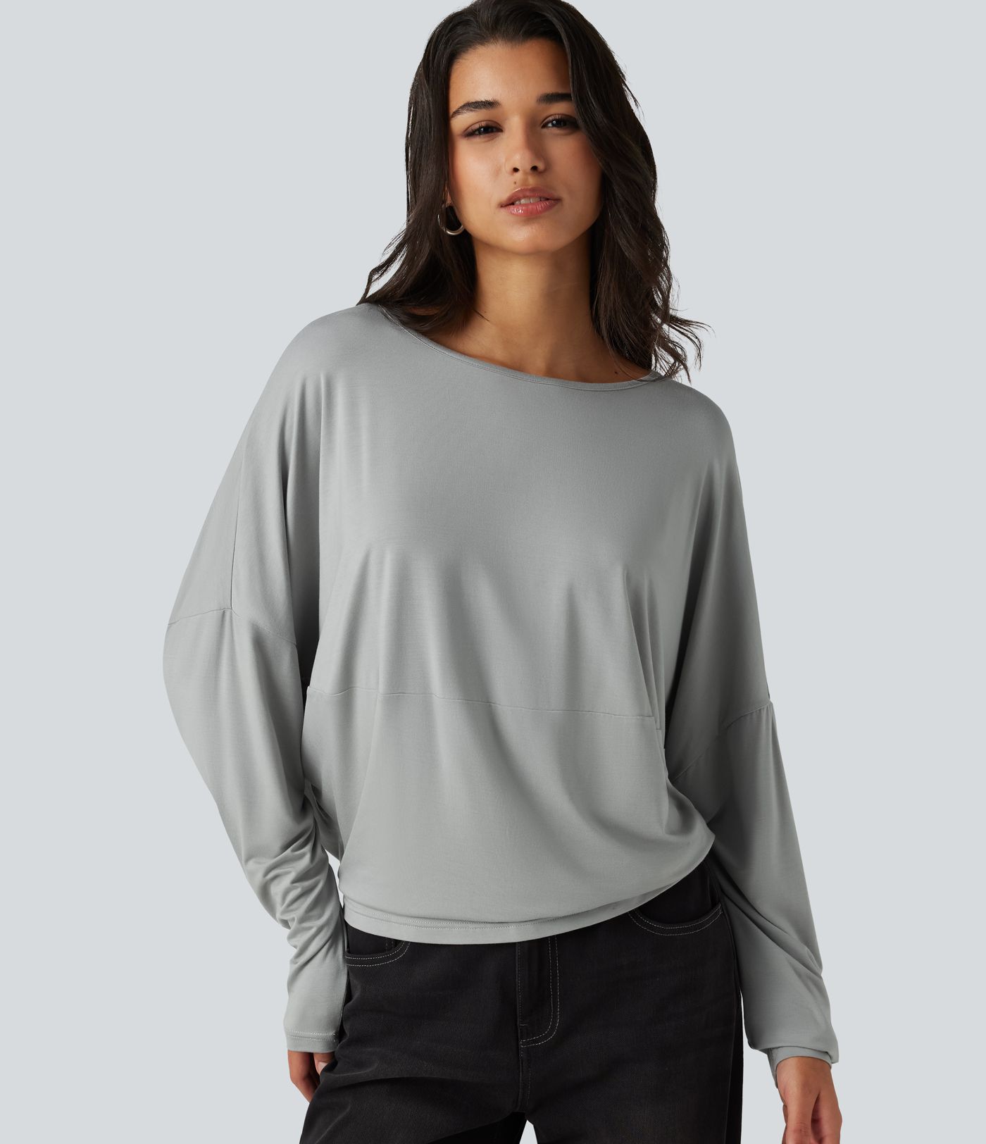 Round Neck Long Sleeve Relaxed Casual Top Round Neck Long Sleeve Relaxed Casual Top