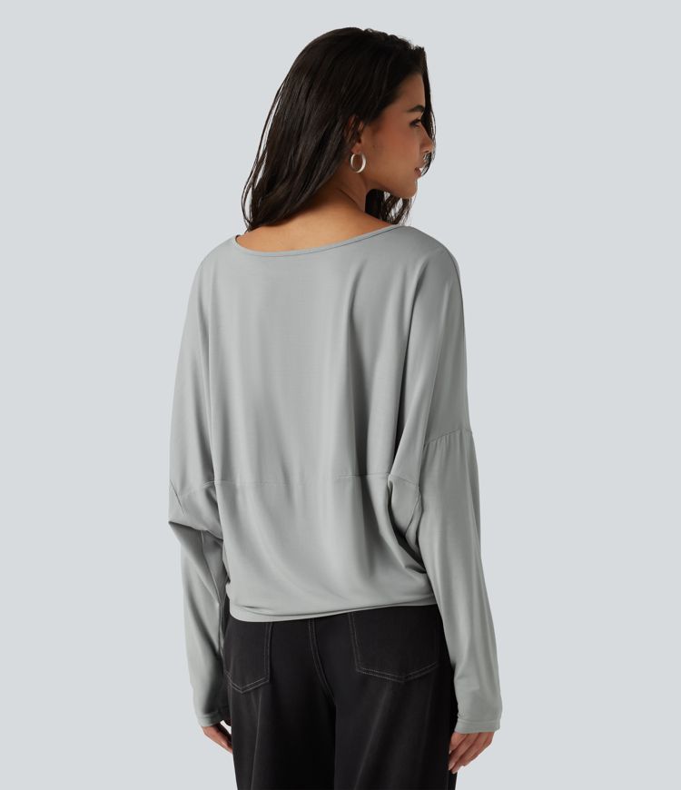 Round Neck Long Sleeve Relaxed Casual Top Round Neck Long Sleeve Relaxed Casual Top