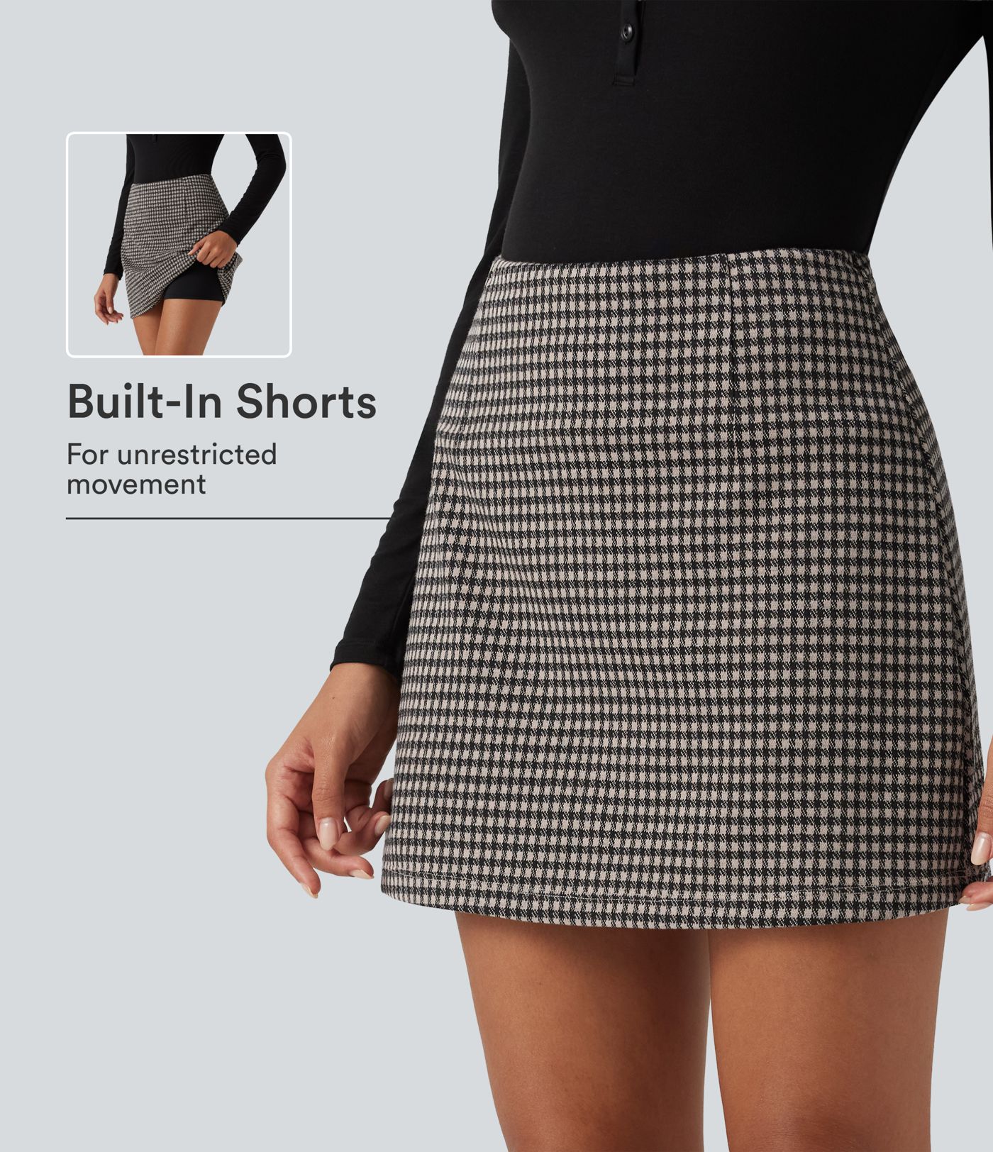 High Waisted 2-in-1 Patterned Mini Casual Skirt High Waisted 2-in-1 Patterned Mini Casual Skirt