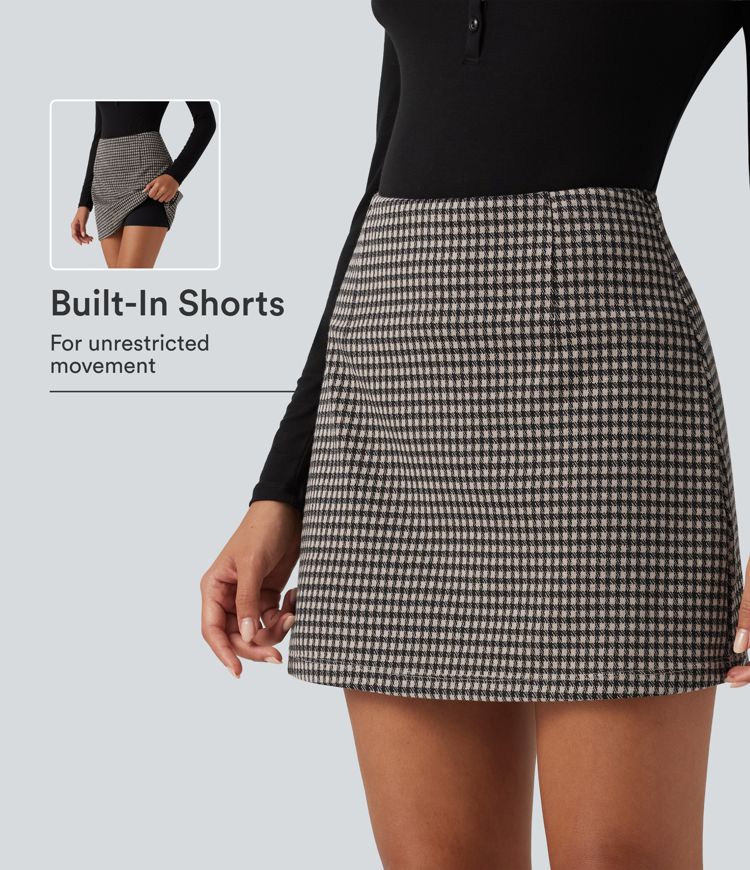 High Waisted 2-in-1 Patterned Mini Casual Skirt High Waisted 2-in-1 Patterned Mini Casual Skirt