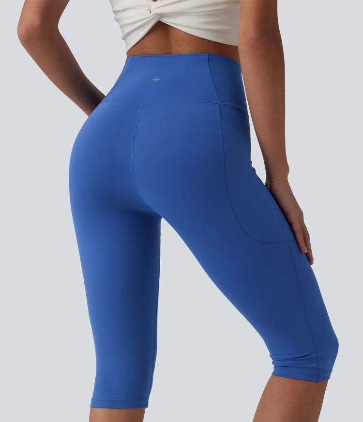 SoftlyZero™ High Waisted Crossover Pedal Pusher Yoga Leggings with Pockets SoftlyZero™ High Waisted Crossover Pedal Pusher Yoga Leggings with Pockets