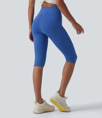 SoftlyZero™ High Waisted Crossover Pedal Pusher Yoga Leggings with Pockets SoftlyZero™ High Waisted Crossover Pedal Pusher Yoga Leggings with Pockets