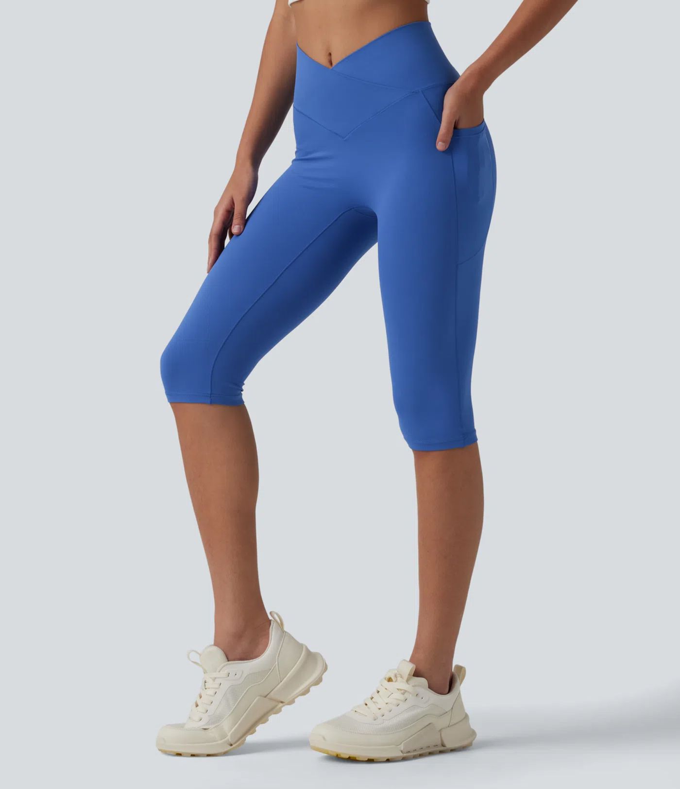 SoftlyZero™ High Waisted Crossover Pedal Pusher Yoga Leggings with Pockets SoftlyZero™ High Waisted Crossover Pedal Pusher Yoga Leggings with Pockets