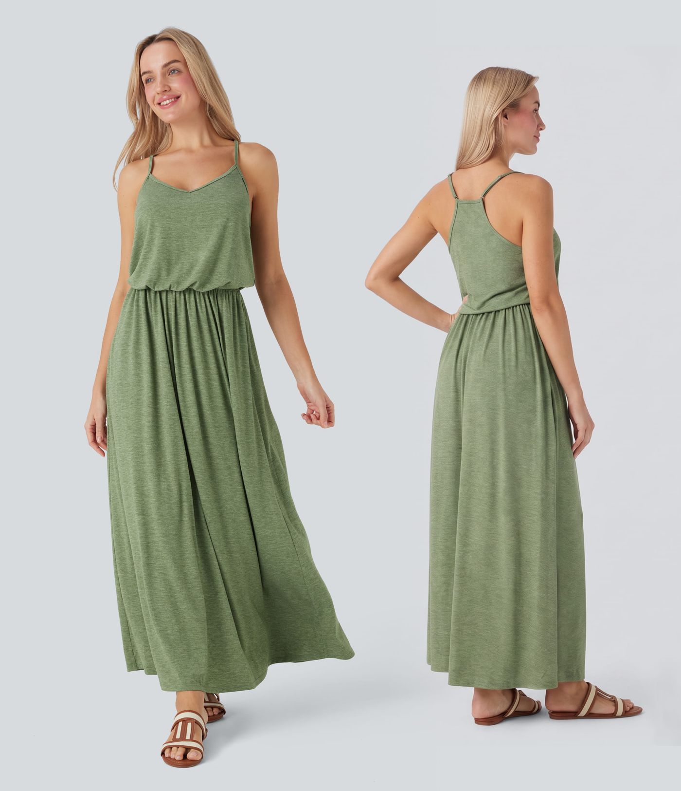 Maxi Flowy Slip Dress with Pockets Maxi Flowy Slip Dress with Pockets