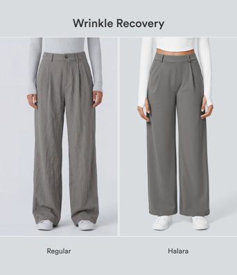 Pantalon de travail Halara Flex™ DayStretch à taille haute, avec poches et coupe droite Pantalon de travail Halara Flex™ DayStretch à taille haute, avec poches et coupe droite