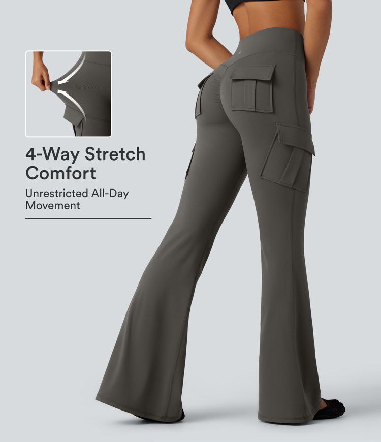 DayStretch High Waisted Flare Cargo Skinny Yoga Pants with Pockets DayStretch High Waisted Flare Cargo Skinny Yoga Pants with Pockets