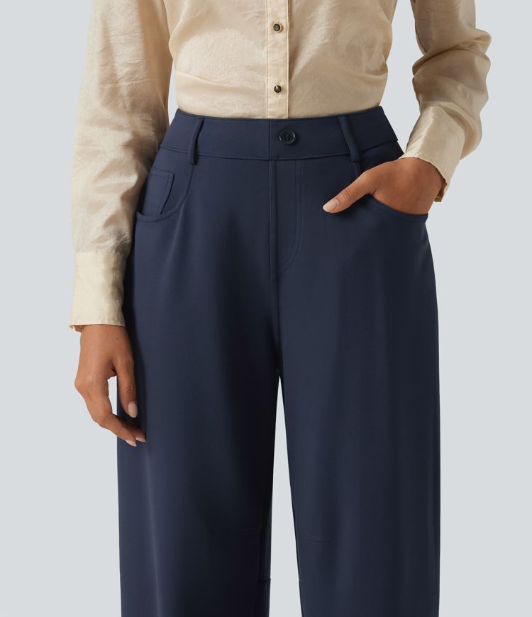 Halara Flex™ Mid Rise Barrel Leg Work Pants with Pockets