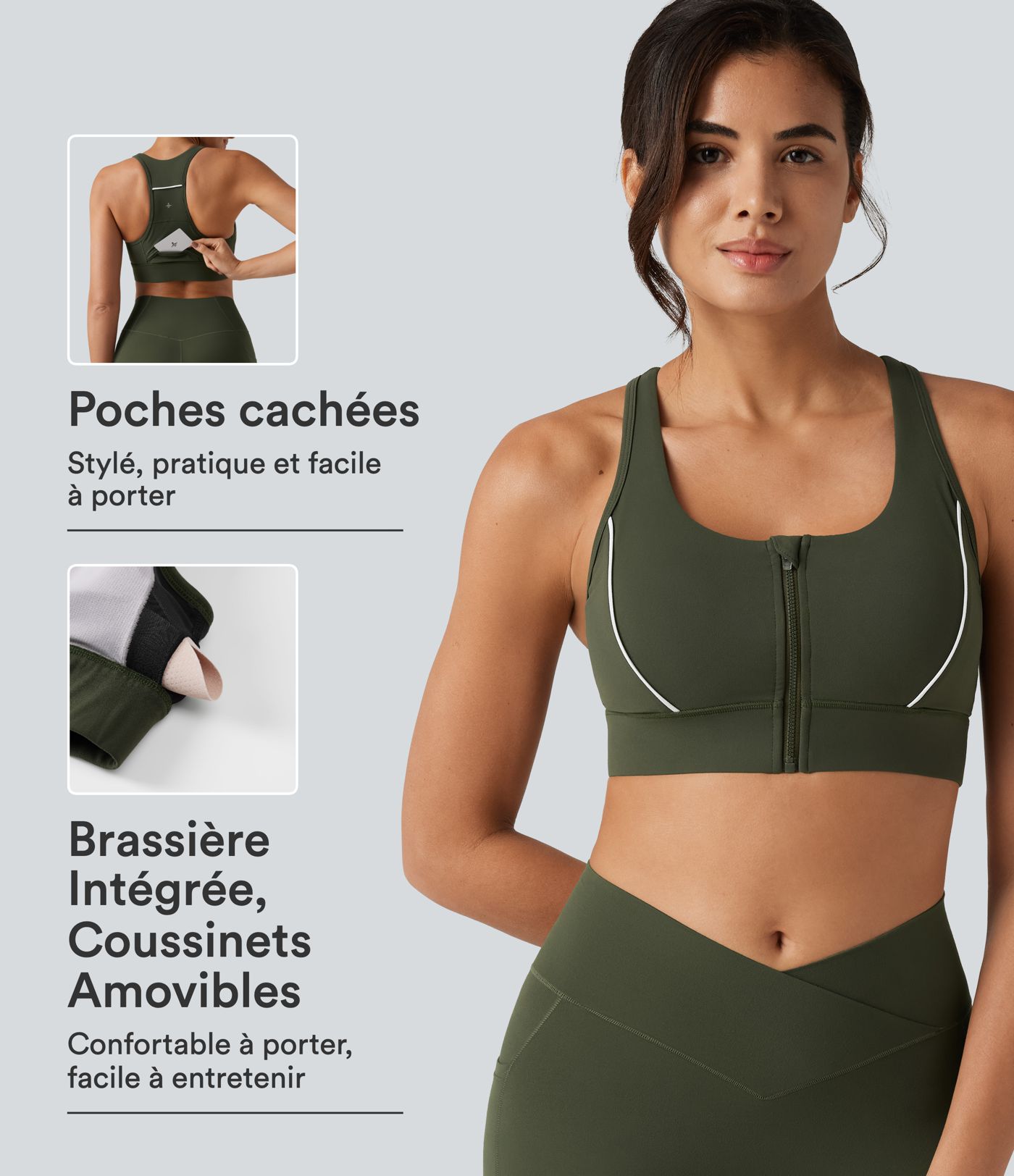 Brassière de training Halara UltraSculpt™ maintien moyen color block à dos nageur avec coussinets amovibles et poche Brassière de training Halara UltraSculpt™ maintien moyen color block à dos nageur avec coussinets amovibles et poche