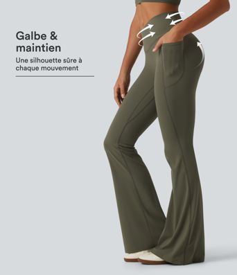 Legging de yoga flare sculptant Halara UltraSculpt™ taille haute croisée gainant avec effet liftant fessiers et poches Legging de yoga flare sculptant Halara UltraSculpt™ taille haute croisée gainant avec effet liftant fessiers et poches