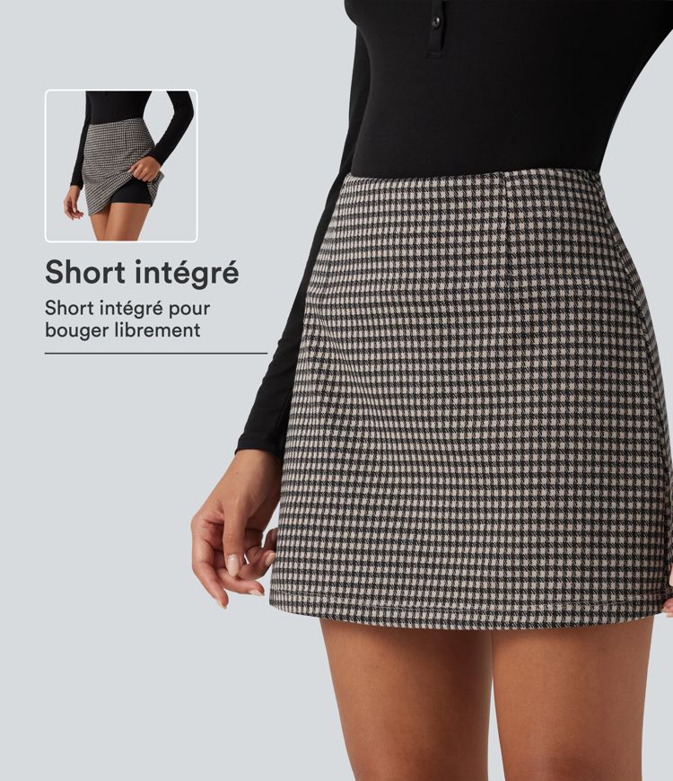 Jupe-short mini taille haute à motif Jupe-short mini taille haute à motif