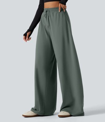 DayStretch High Waisted Drawstring Barrel Leg Dance Pants with Pockets