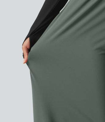 DayStretch High Waisted Drawstring Barrel Leg Dance Pants with Pockets