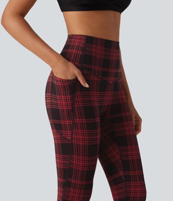 Halara UltraSculpt™ - Lauf-Leggings mit hohem Bund, Seitentaschen, Bauchkontrolle und Karomuster Halara UltraSculpt™ - Lauf-Leggings mit hohem Bund, Seitentaschen, Bauchkontrolle und Karomuster