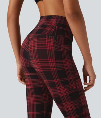 Halara UltraSculpt™ - Lauf-Leggings mit hohem Bund, Seitentaschen, Bauchkontrolle und Karomuster Halara UltraSculpt™ - Lauf-Leggings mit hohem Bund, Seitentaschen, Bauchkontrolle und Karomuster