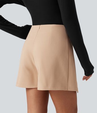 High Waisted Slit Hem Mini Casual Skirt