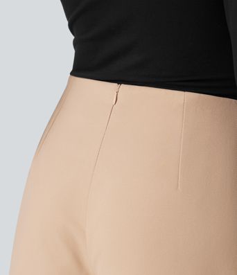 High Waisted Slit Hem Mini Casual Skirt
