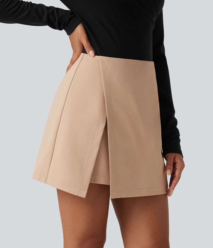 High Waisted Slit Hem Mini Casual Skirt