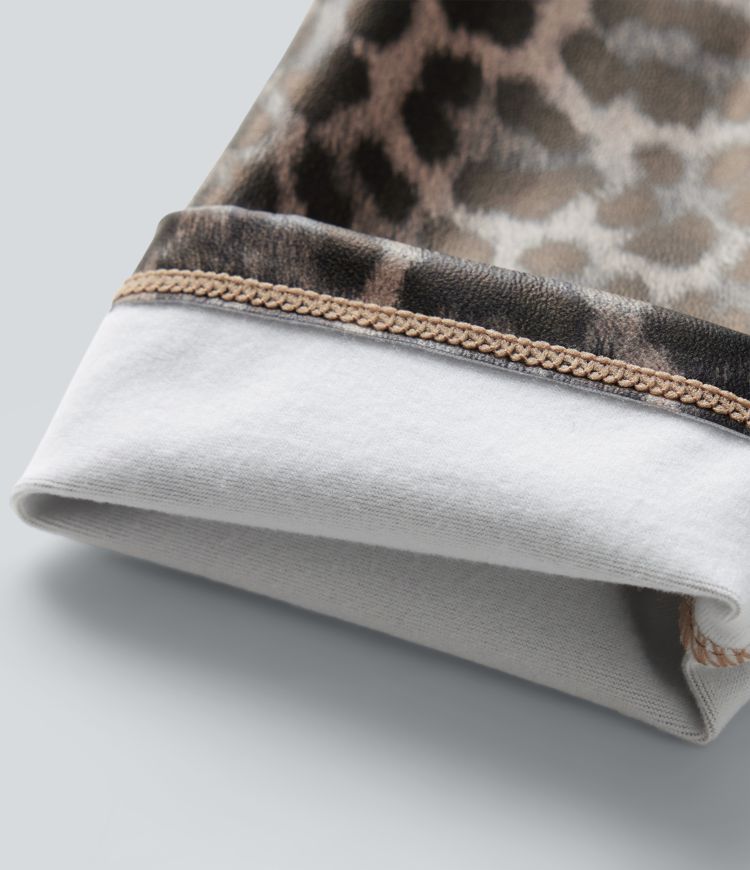 Lässige Leggings aus elastischem Kunstleder mit hohem Bund, Gesäßtaschen, Bauchkontrolle und Leopardenmuster - skinny fit Lässige Leggings aus elastischem Kunstleder mit hohem Bund, Gesäßtaschen, Bauchkontrolle und Leopardenmuster - skinny fit