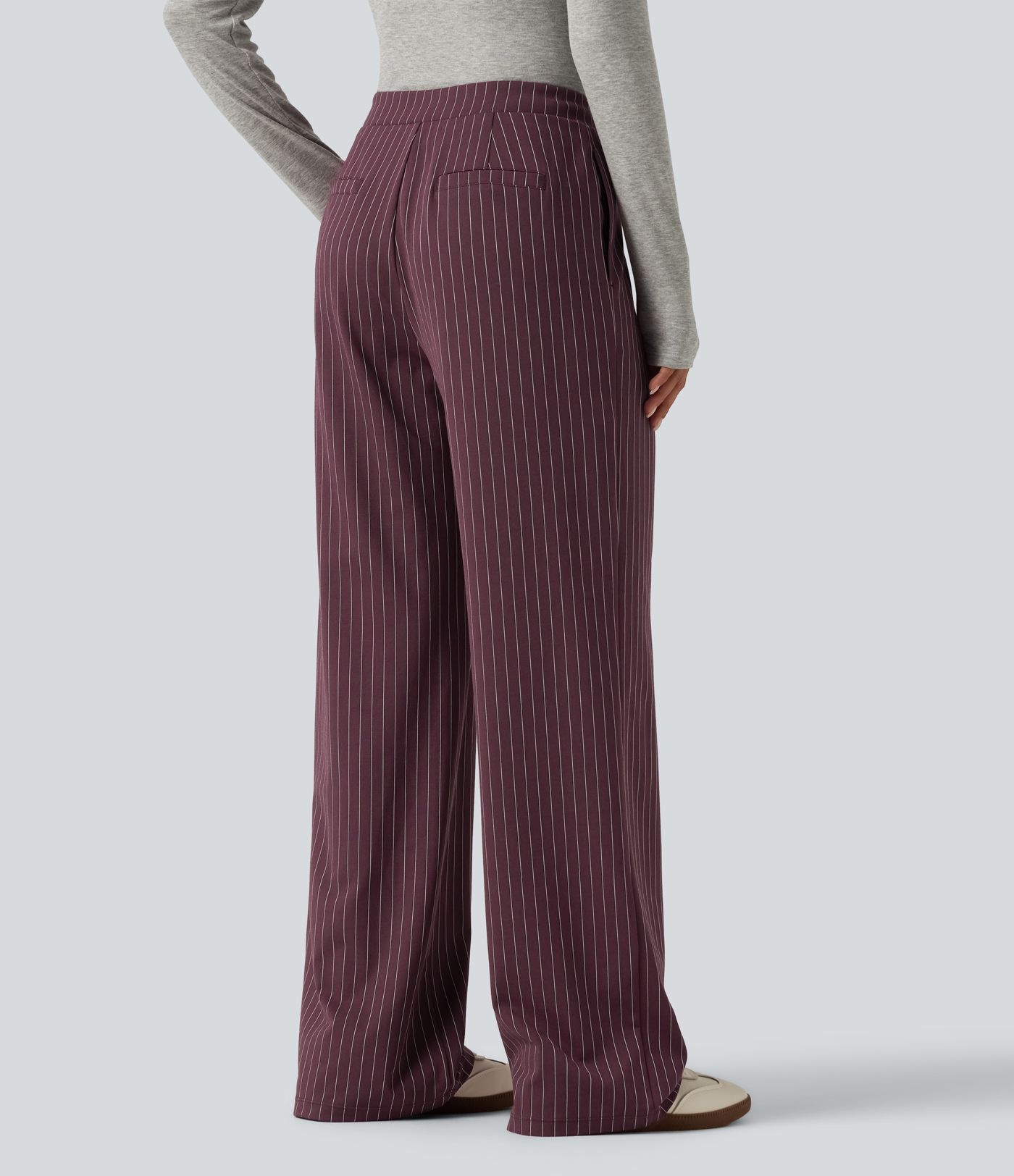 Halara Flex™ Mid Rise Crossover Straight Leg InstantCool Stripe Work Pants with Pockets Halara Flex™ Mid Rise Crossover Straight Leg InstantCool Stripe Work Pants with Pockets