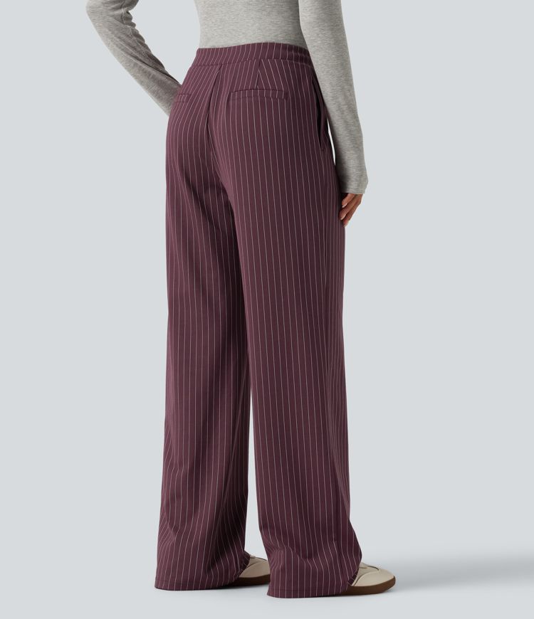 Halara Flex™ Mid Rise Crossover Straight Leg InstantCool Stripe Work Pants with Pockets Halara Flex™ Mid Rise Crossover Straight Leg InstantCool Stripe Work Pants with Pockets