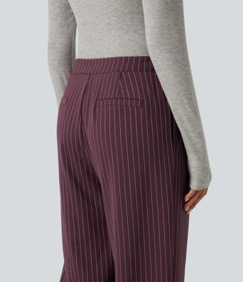 Halara Flex™ Mid Rise Crossover Straight Leg InstantCool Stripe Work Pants with Pockets Halara Flex™ Mid Rise Crossover Straight Leg InstantCool Stripe Work Pants with Pockets