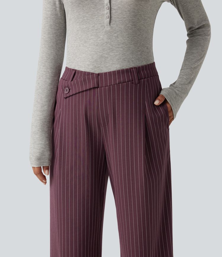 Halara Flex™ Mid Rise Crossover Straight Leg InstantCool Stripe Work Pants with Pockets Halara Flex™ Mid Rise Crossover Straight Leg InstantCool Stripe Work Pants with Pockets