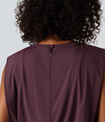 Round Neck Sleeveless Tie Front InstantCool Casual Jumpsuit with Pockets-Easy Peezy Edition-UPF50+