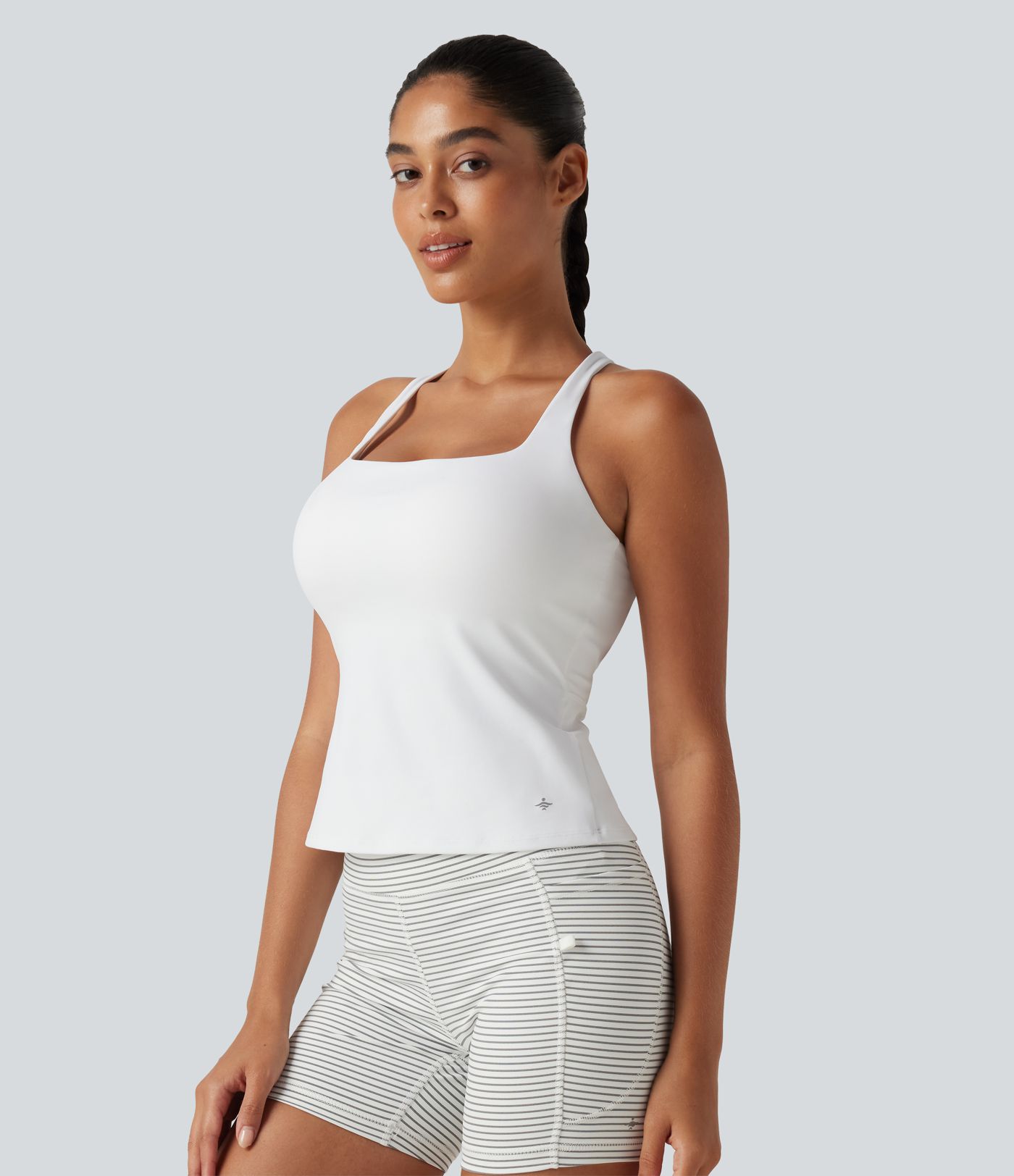 SoftlyZero™ Airy Square Neck Built-in Bra InstantCool Training Tank Top-Longer Length-UPF50+ DD-F Cups