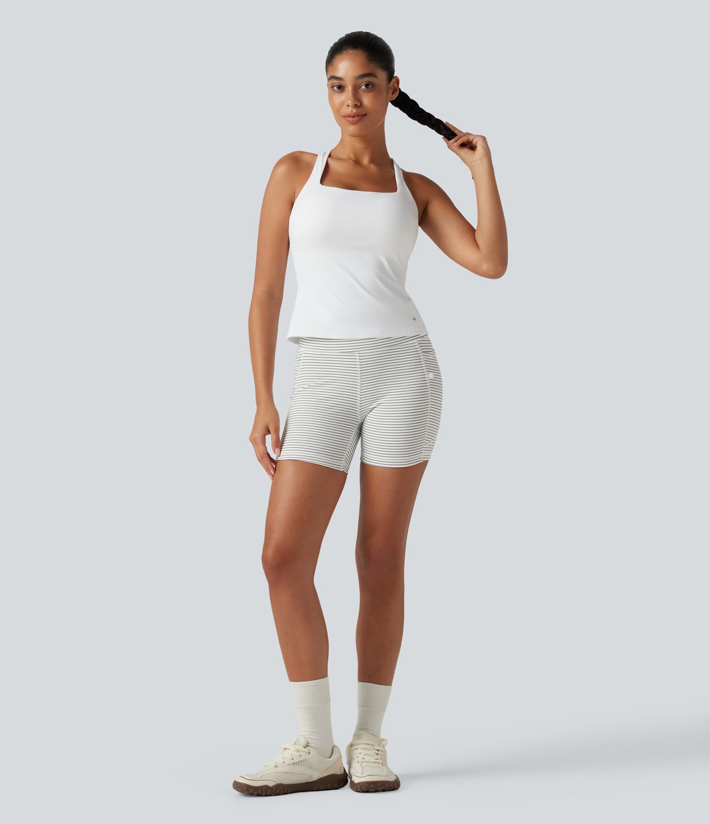 SoftlyZero™ Airy Square Neck Built-in Bra InstantCool Training Tank Top-Longer Length-UPF50+ DD-F Cups