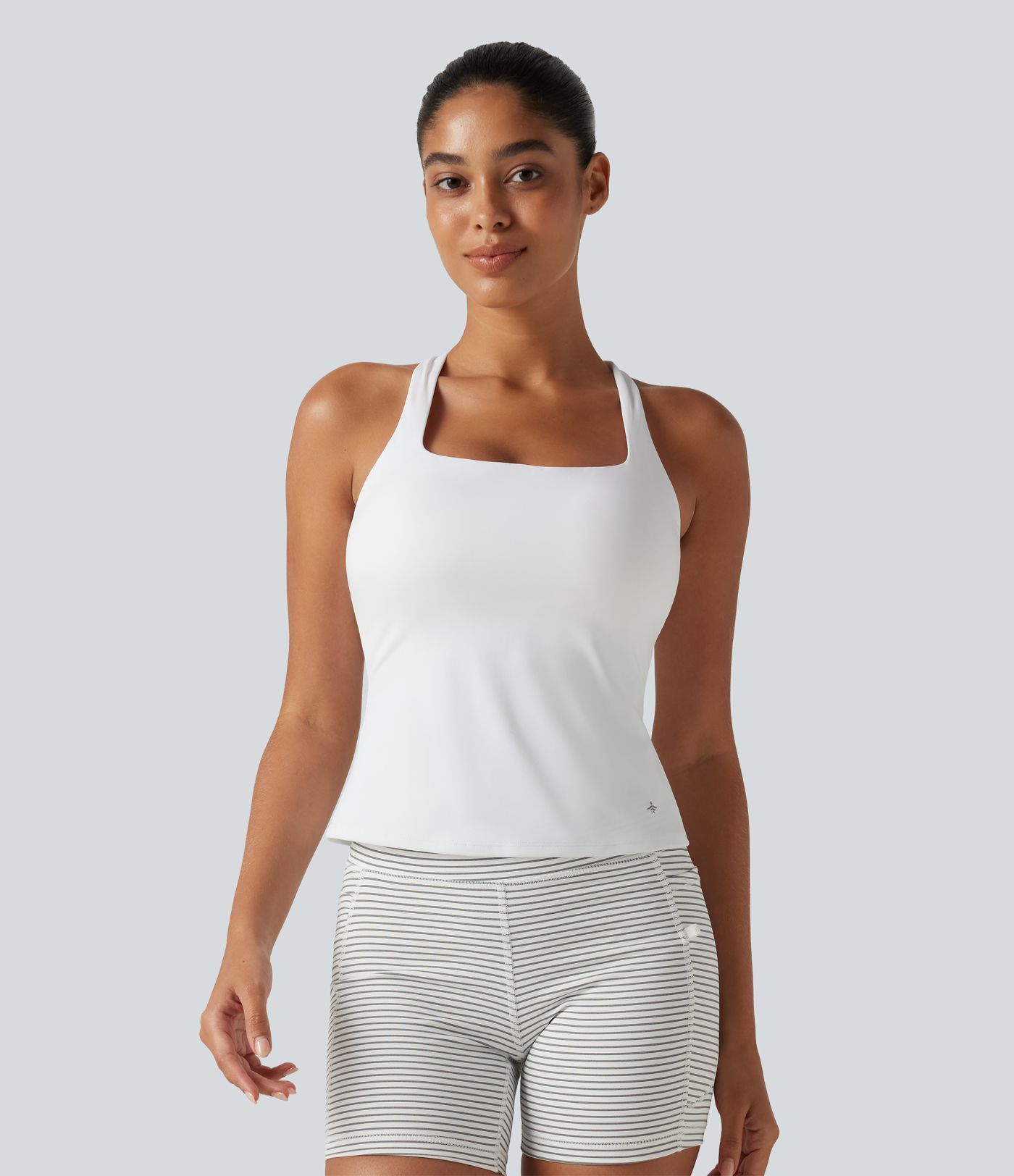 SoftlyZero™ Airy Square Neck Built-in Bra InstantCool Training Tank Top-Longer Length-UPF50+ DD-F Cups