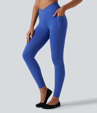 SoftlyZero™ High Waisted Crossover Butt Lifting Ruched Yoga Leggings with Pocekts SoftlyZero™ High Waisted Crossover Butt Lifting Ruched Yoga Leggings with Pocekts