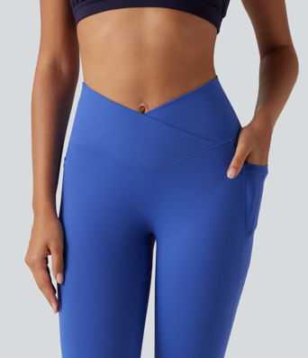SoftlyZero™ High Waisted Crossover Butt Lifting Ruched Yoga Leggings with Pocekts SoftlyZero™ High Waisted Crossover Butt Lifting Ruched Yoga Leggings with Pocekts