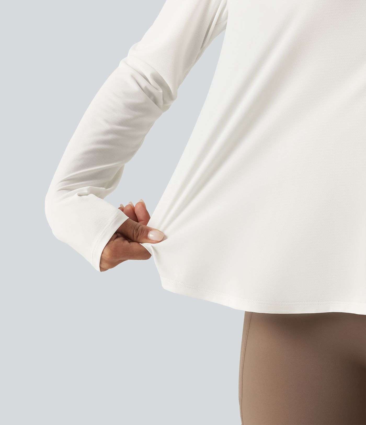 Round Neck Long Sleeve Contrast Mesh Curved Hem Running Sports Top Round Neck Long Sleeve Contrast Mesh Curved Hem Running Sports Top