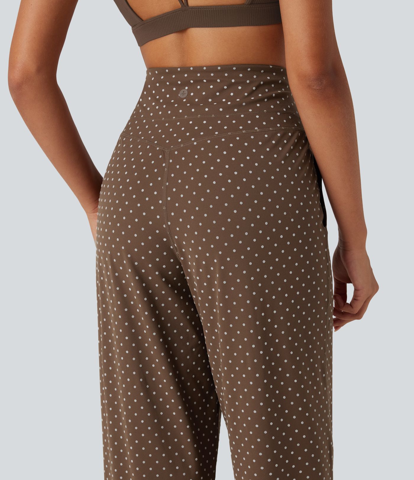 Halara UltraSculpt™ Flocked High Waisted Tummy Control Straight Leg Polka Dot Yoga Pants with Pockets