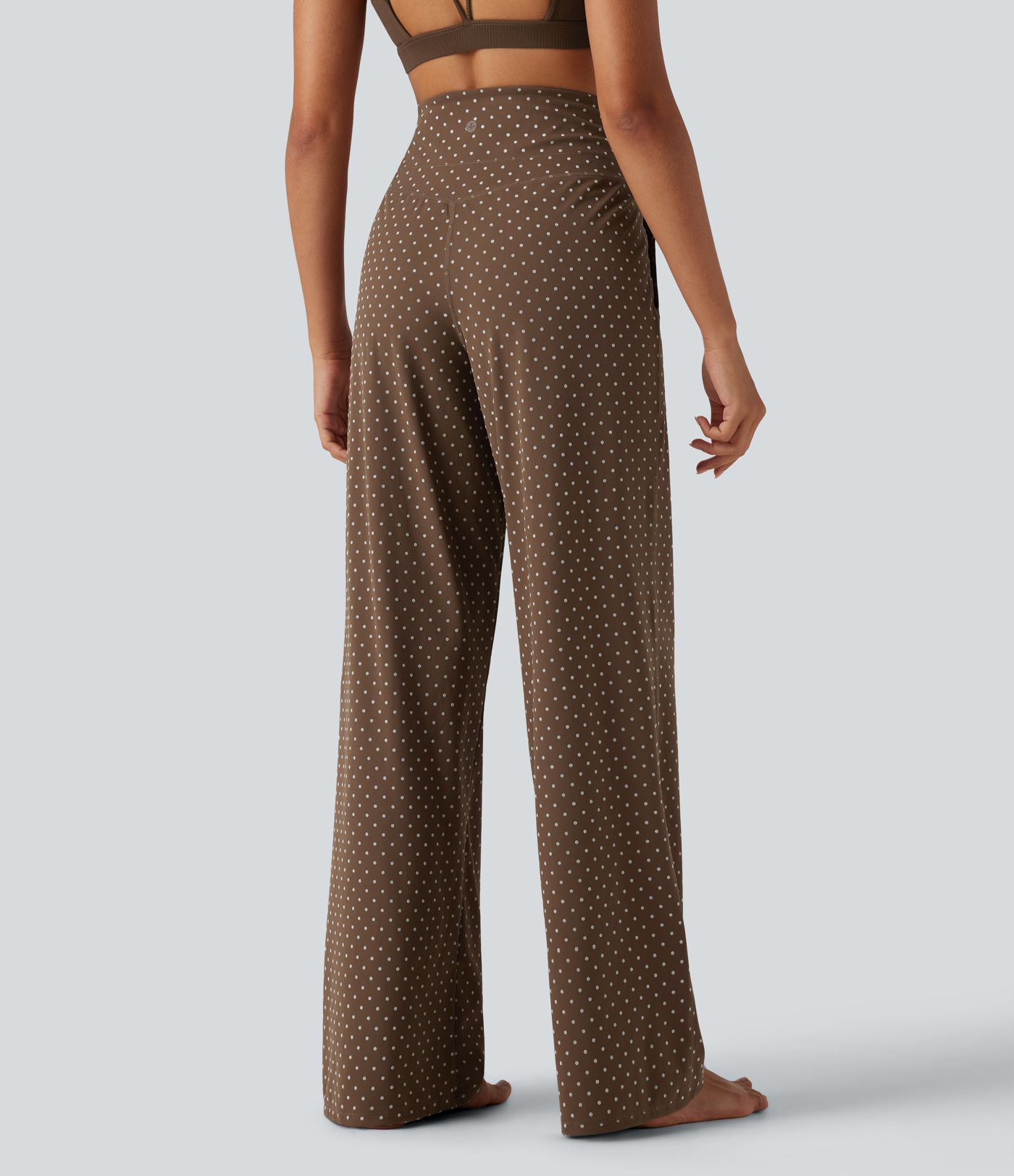 Halara UltraSculpt™ Flocked High Waisted Tummy Control Straight Leg Polka Dot Yoga Pants with Pockets