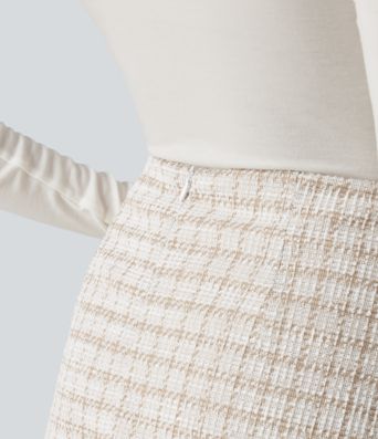 High Waisted 2-in-1 A-Line Plaid Mini Work Skirt